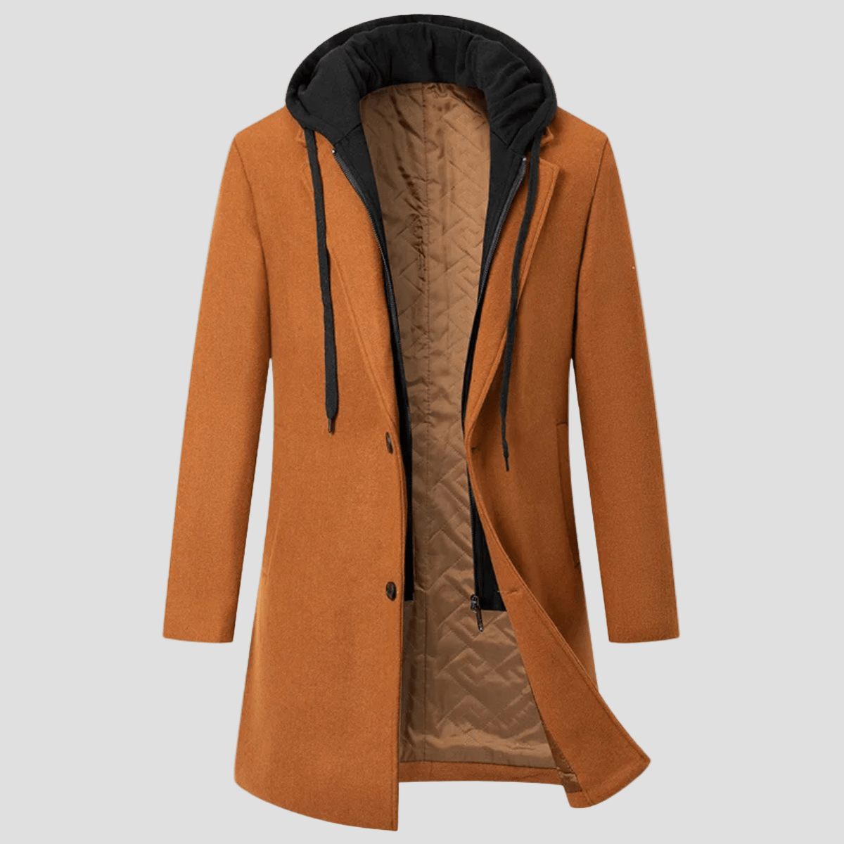 Archer | Hooded Wool Overcoat with Quilted Lining