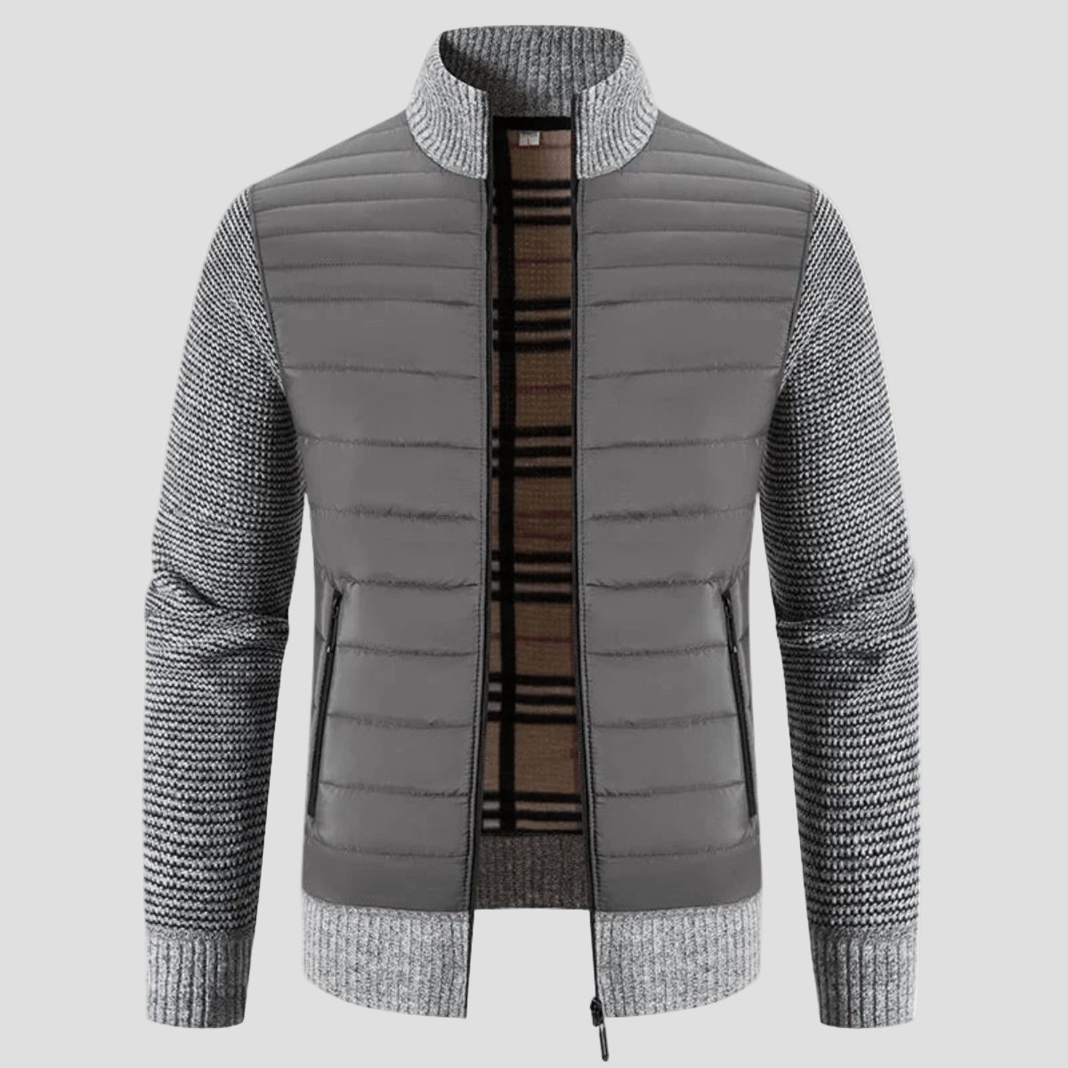 Bordeaux | Winter Bomber Jacket with Knit Sleeves