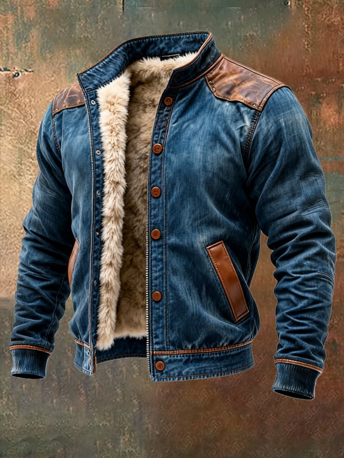 JACK HARRISON™ | HERITAGE LEATHER-TRIM DENIM JACKET