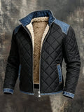 JACK HARRISON™ | BLACK QUILTED JACKET WITH DENIM DETAILS