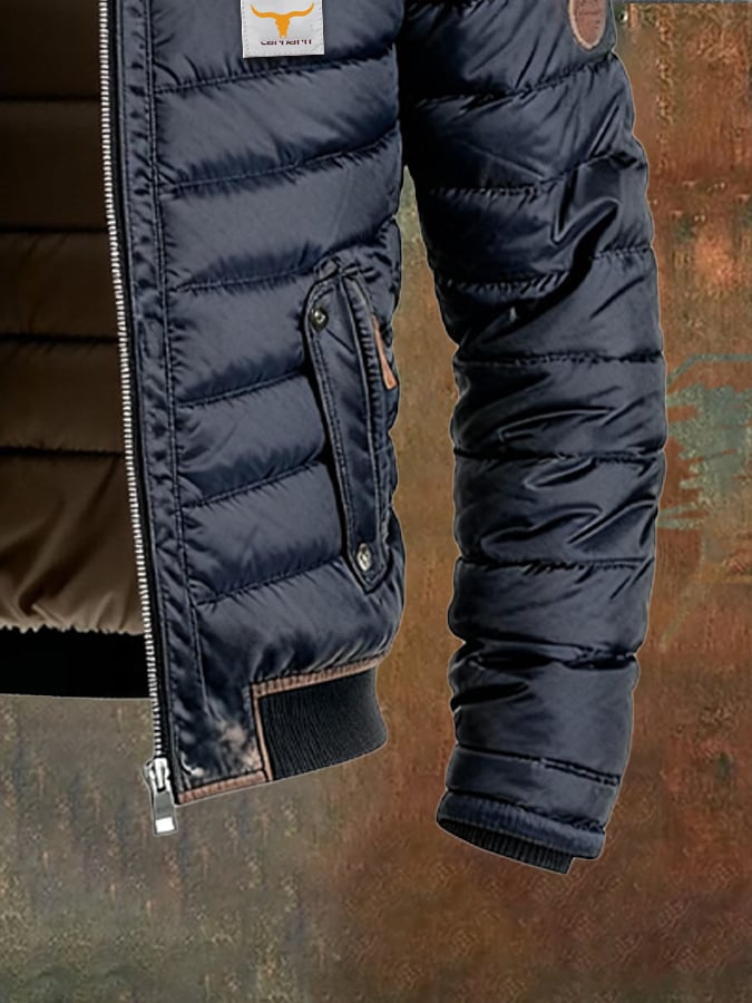 Jack Harrison™ | RETRO QUILTED OUTDOOR JACKET WITH LEATHER PATCHWORK