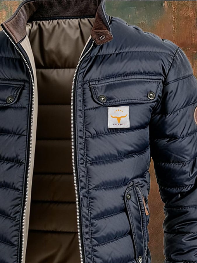 Jack Harrison™ | RETRO QUILTED OUTDOOR JACKET WITH LEATHER PATCHWORK