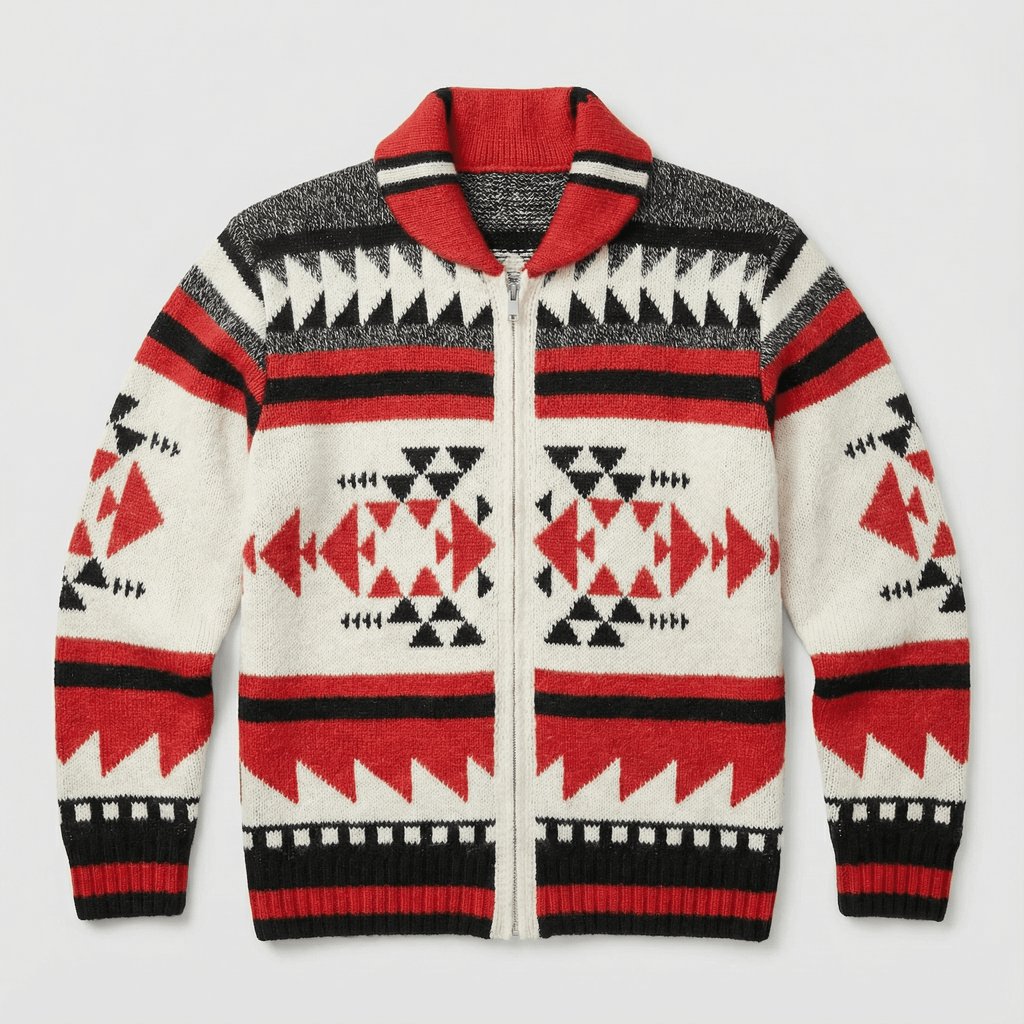 Dominic | Geometric Zip Knit Cardigan
