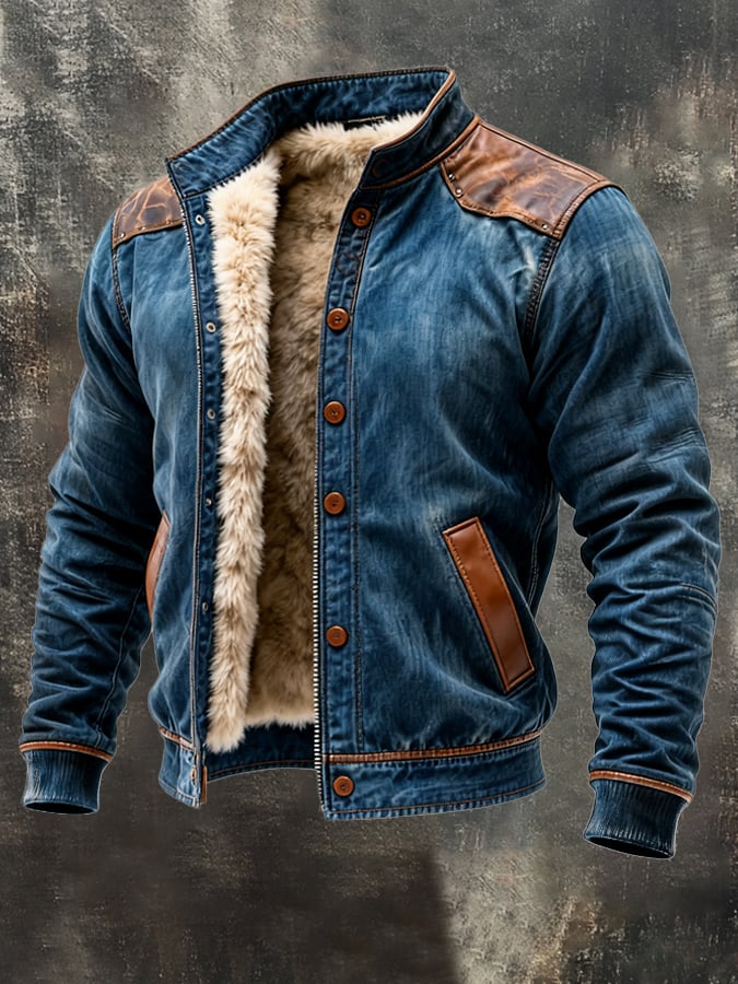 JACK HARRISON™ | HERITAGE LEATHER-TRIM DENIM JACKET