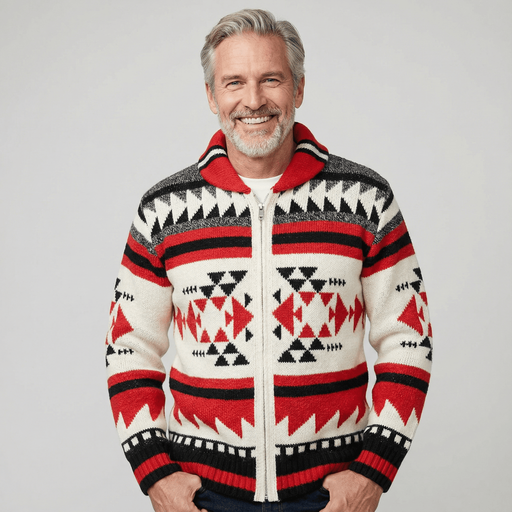 Dominic | Geometric Zip Knit Cardigan
