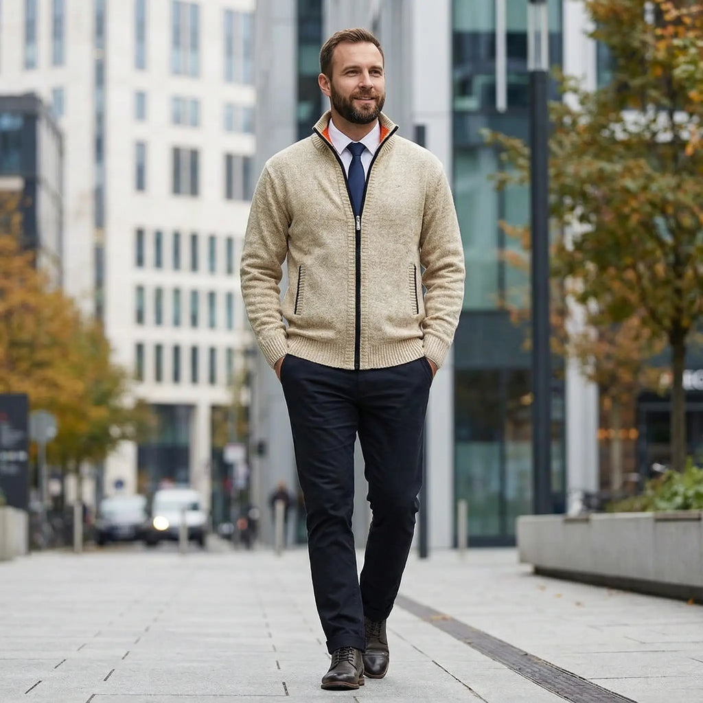 Owen | Solid Stand Collar Knit Cardigan