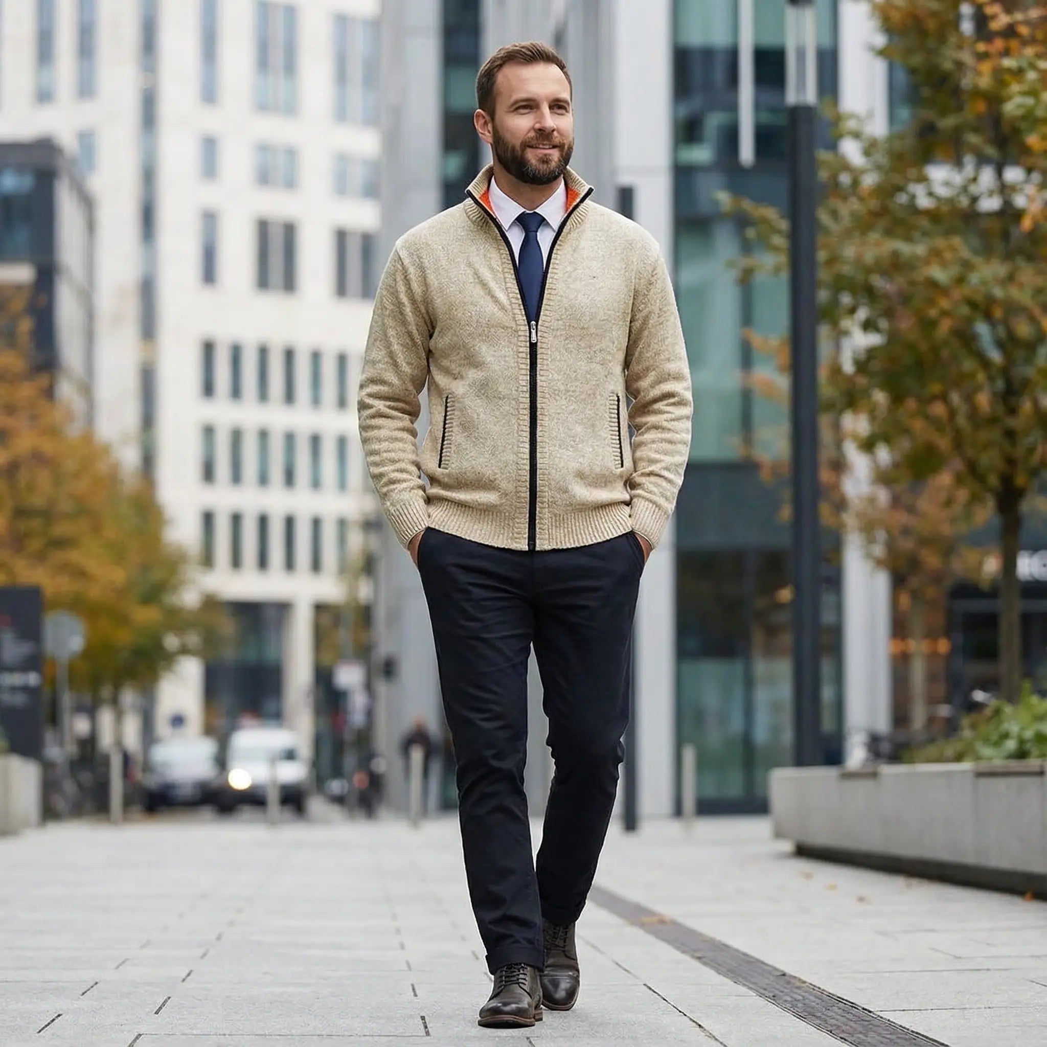 Owen | Solid Stand Collar Knit Cardigan