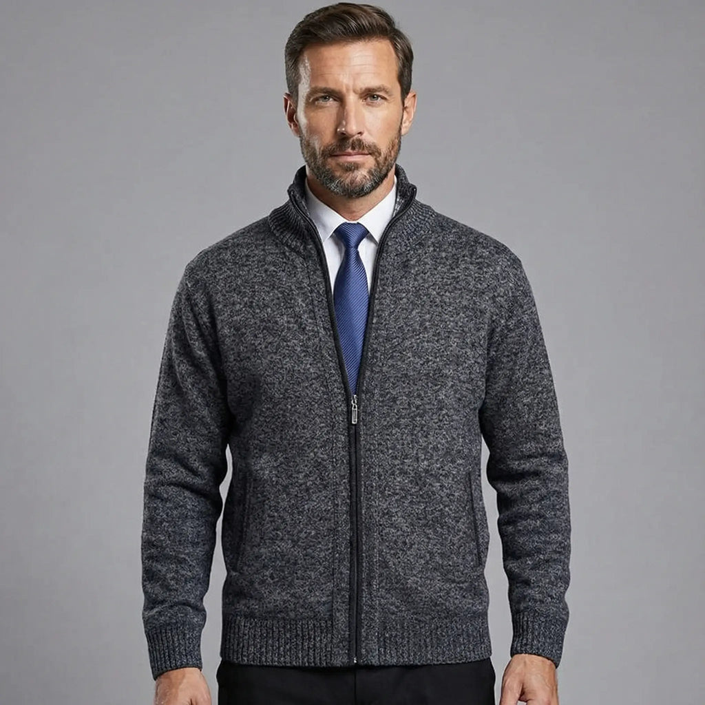 Owen | Solid Stand Collar Knit Cardigan