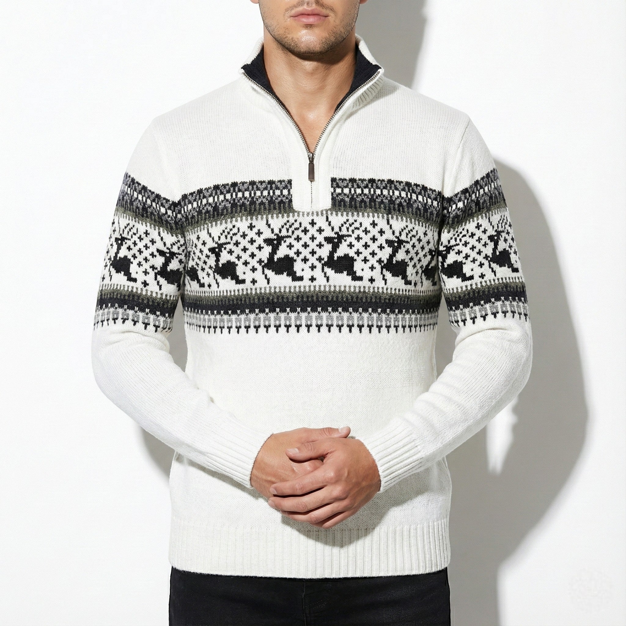 Thomas Fair Isle Quarter-Zip Sweater | Casual Long Sleeve Sweater