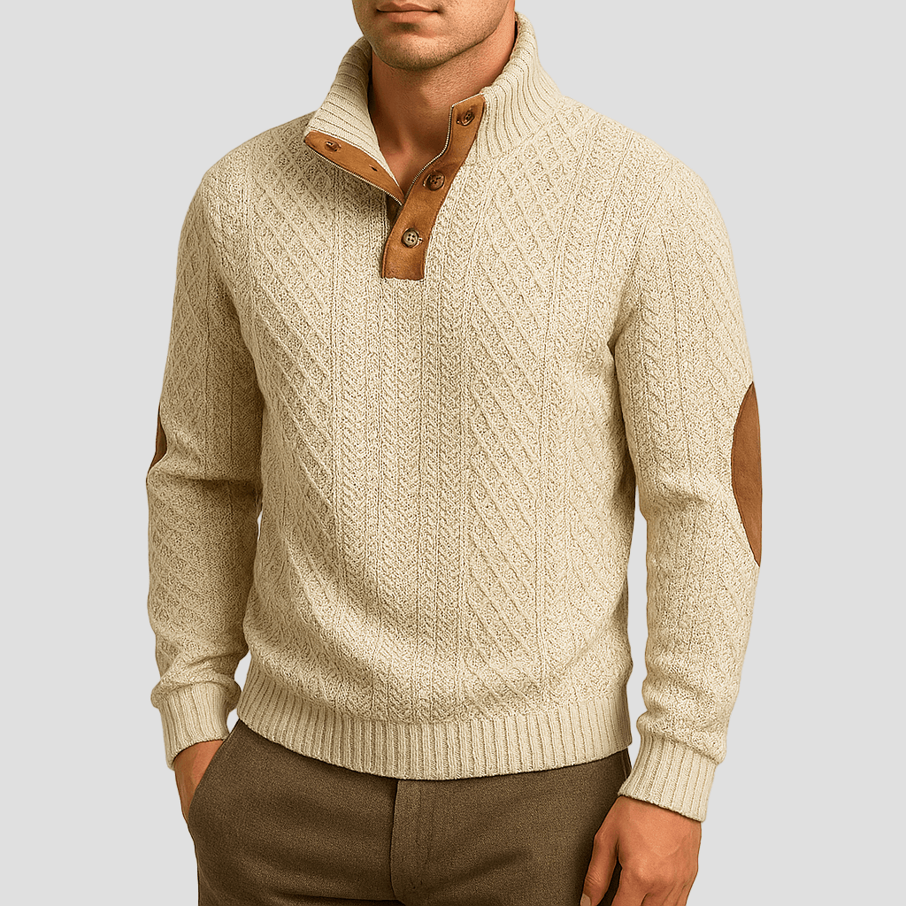 Brody | Zip-Up Sweater with Leather Accents
