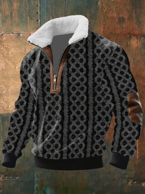 Marco - Zip-Up Sweater with a High Fur-Trimmed Collar
