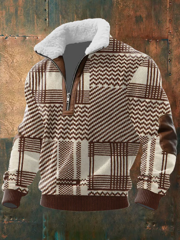 Adam - Zip-Up Sweater with a High Fur-Trimmed Collar