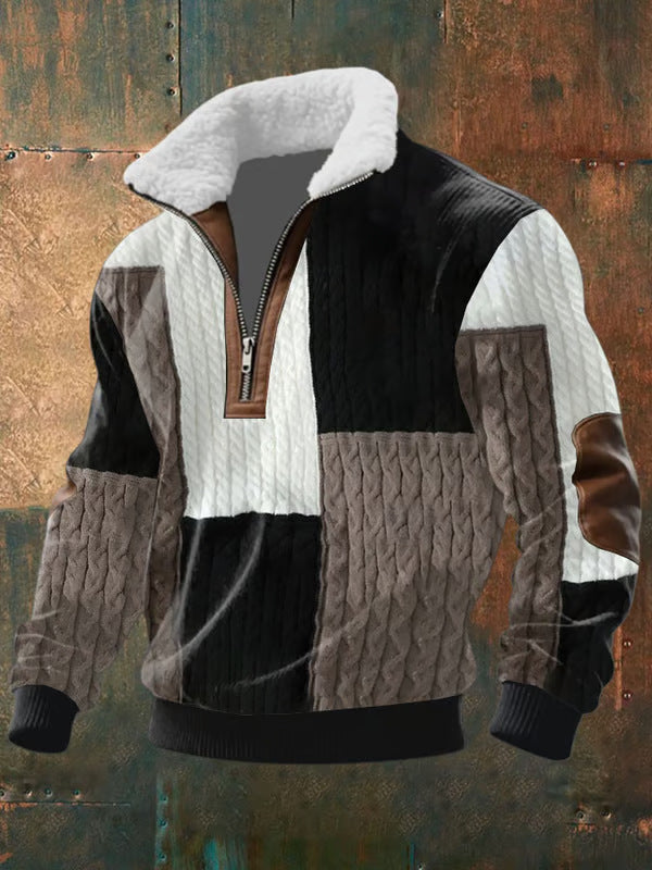 Leonard - Zip-Up Sweater with a High Fur-Trimmed Collar