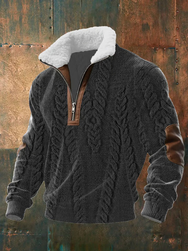 Michael | Zip-Up Sweater with a High Fur-Trimmed Collar
