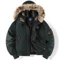 Men's Padded Bomber Jacket with Faux Fur Hood – Warm & Stylish