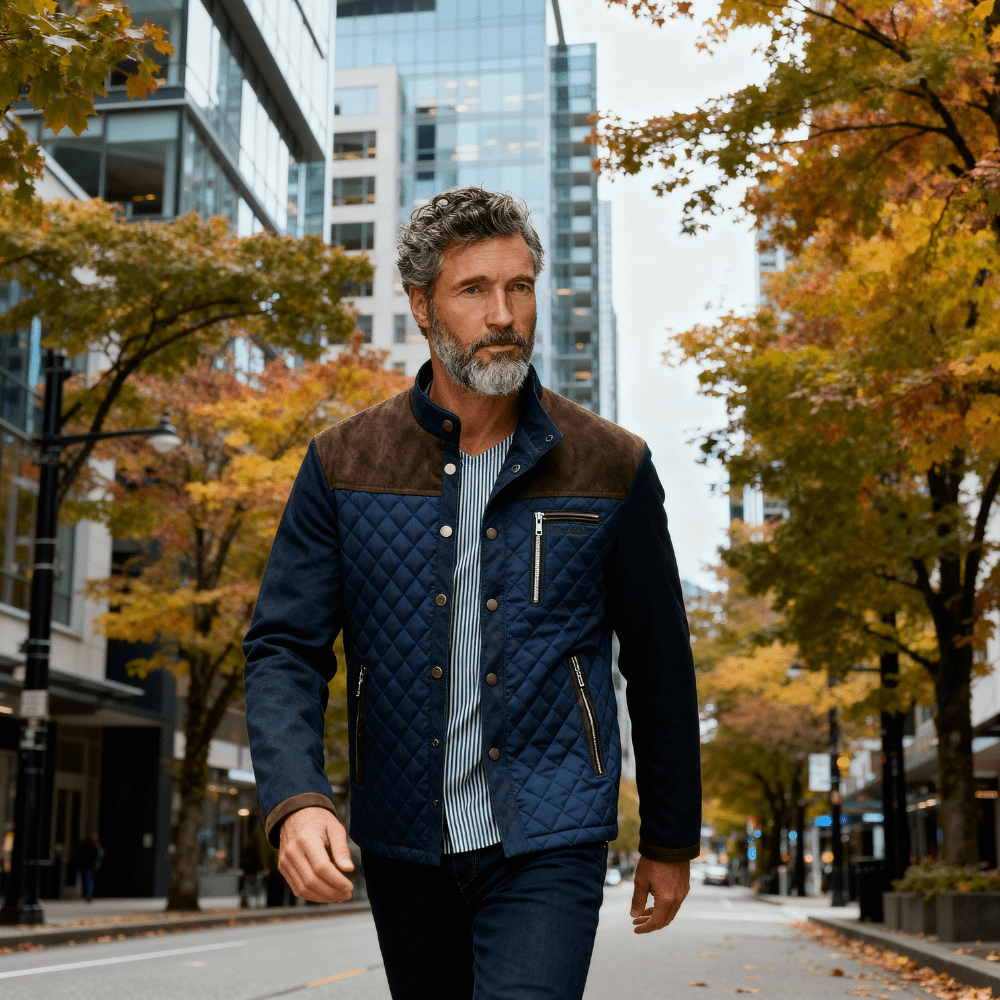 Logan | Men's Quilted Suede-Trim Winter Jacket