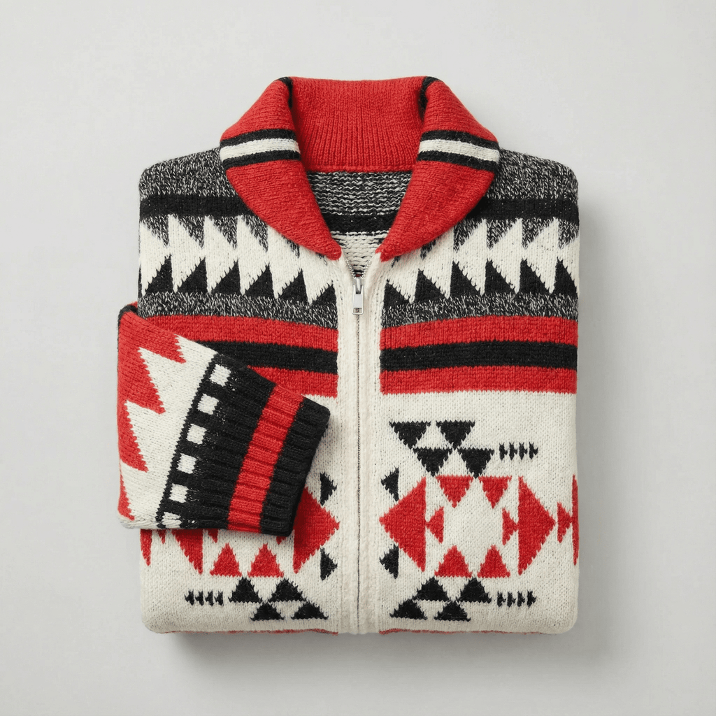 Dominic | Geometric Zip Knit Cardigan