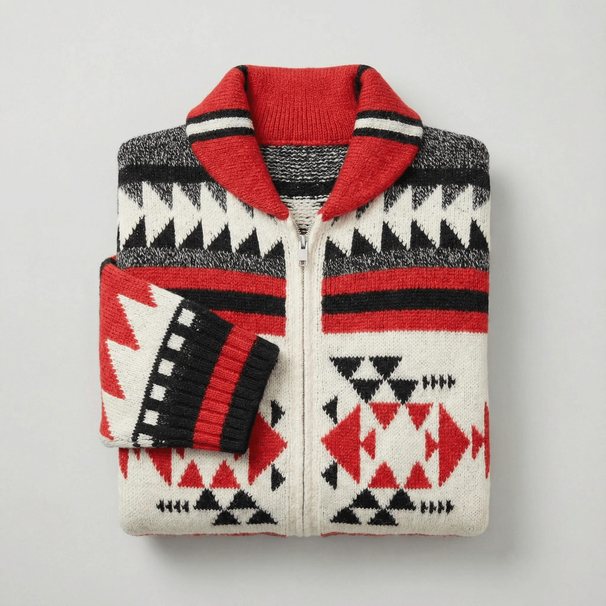 Dominic | Geometric Zip Knit Cardigan