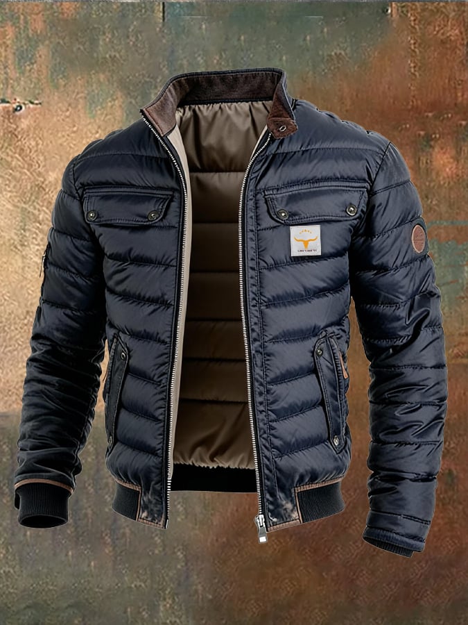 Jack Harrison™ | RETRO QUILTED OUTDOOR JACKET WITH LEATHER PATCHWORK