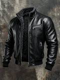 Jack Harrison™ | WARM BLACK LEATHER JACKET LINED WITH SHERPA