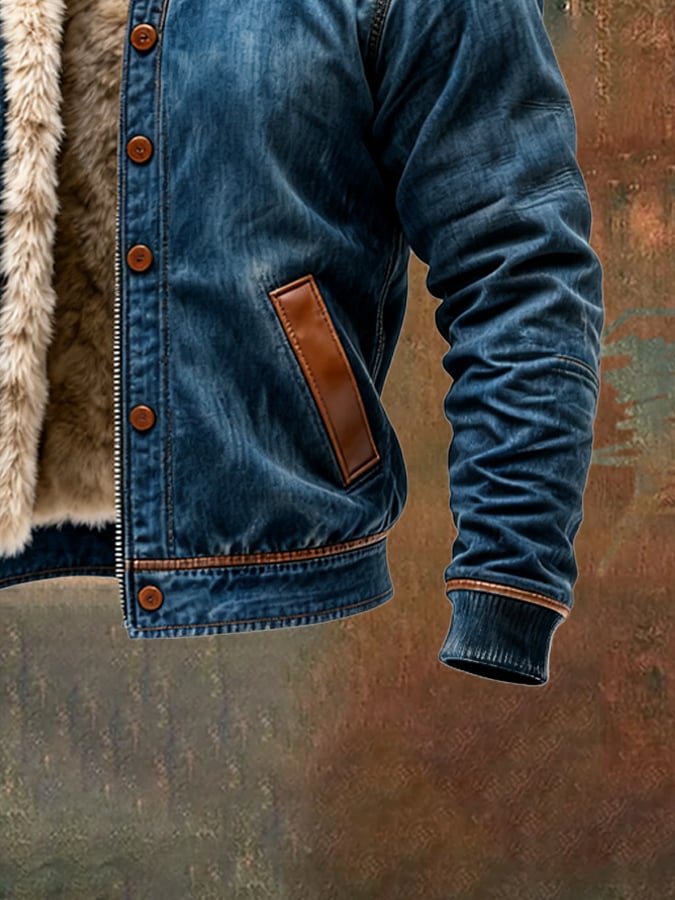 JACK HARRISON™ | HERITAGE LEATHER-TRIM DENIM JACKET