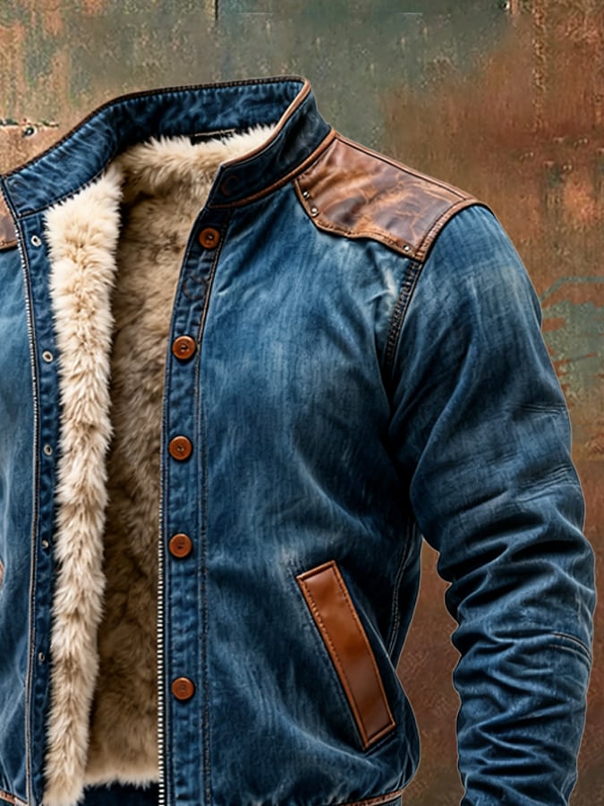 JACK HARRISON™ | HERITAGE LEATHER-TRIM DENIM JACKET
