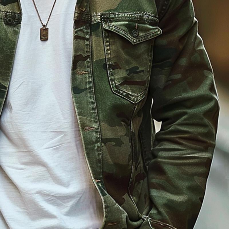 Carter | Camouflage Canvas Retro Lapel Jacket