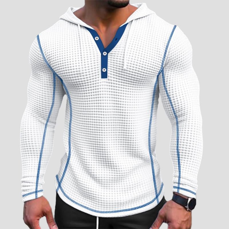 Benoît | Solid Waffle Long Sleeve Casual Hoodie