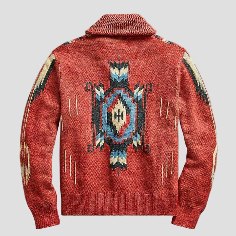 Adrian | Vintage Jacquard Lapel Knit Cardigan