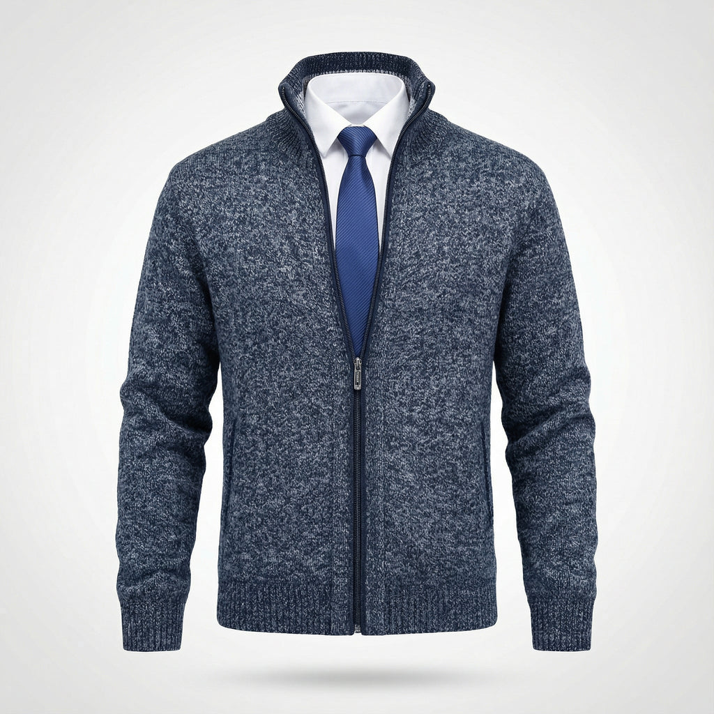 Owen | Solid Stand Collar Knit Cardigan