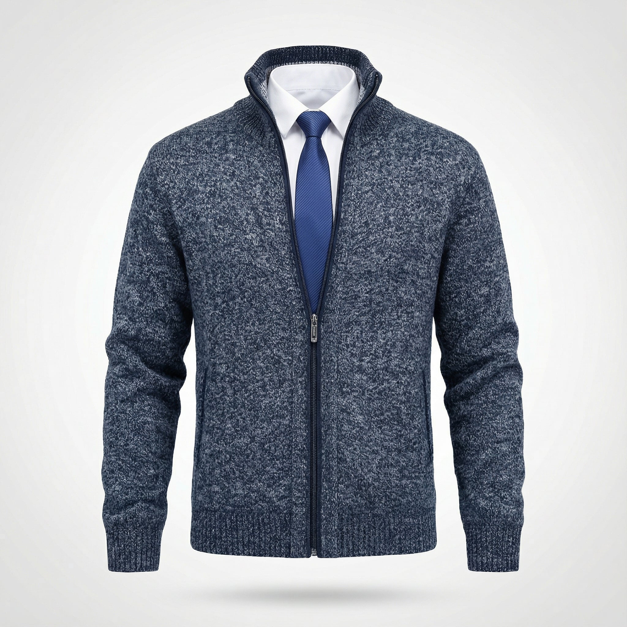 Owen | Solid Stand Collar Knit Cardigan
