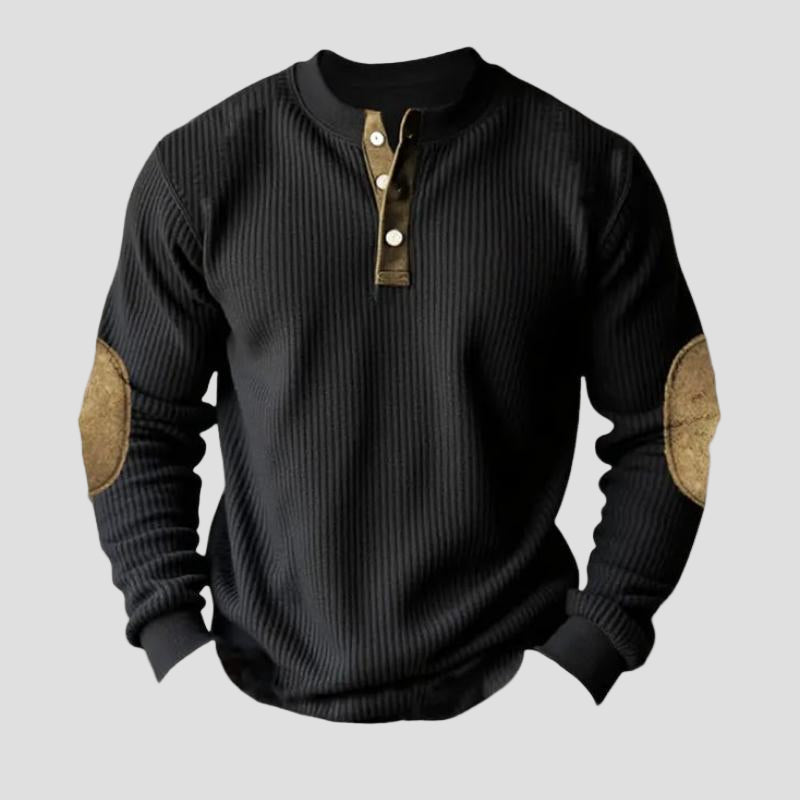 Luc | Casual Colorblock Henley Collar Long Sleeve Sweatshirt
