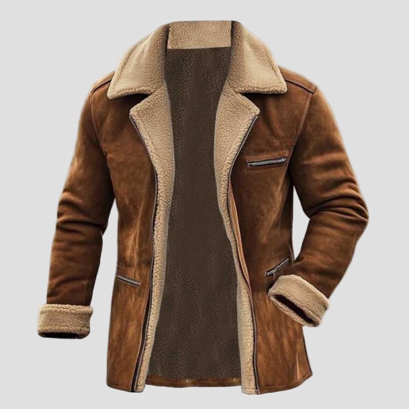 Beau | Fleece Suede Lapel Suede Single-Breasted Multi-Pocket Coat