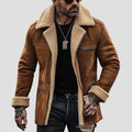 Malthe | Men's Suede Coat with Lapels and Multiple Pockets